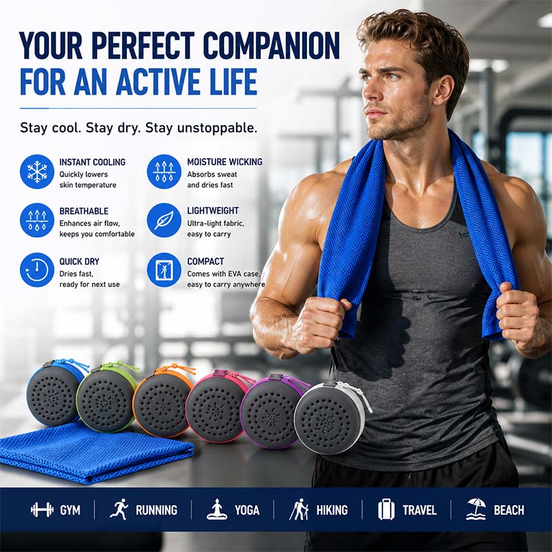 Travel Towel Quick Dry - Охлаждающее полотенце мгновенного действия с чехлом