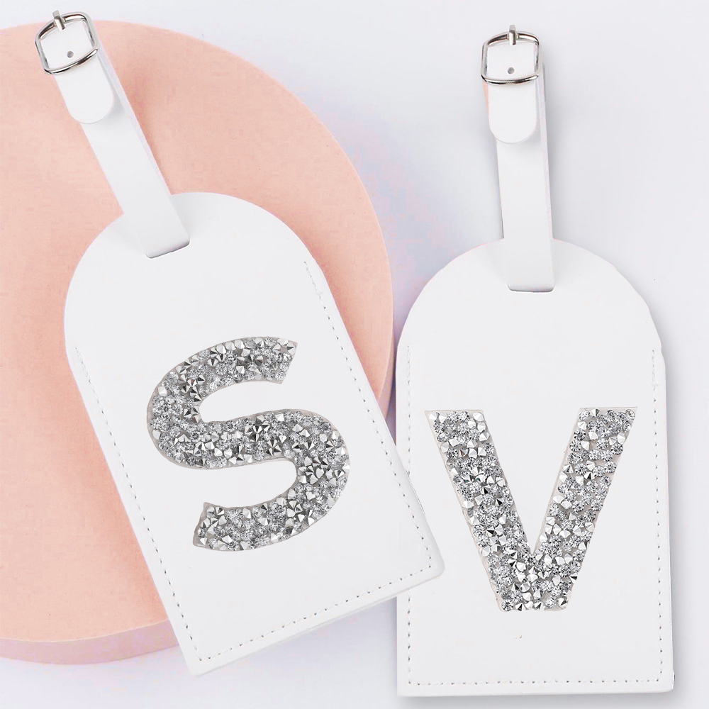 Luggage Tag Leather - A-Z горный хрусталь с монограммой, кожаная